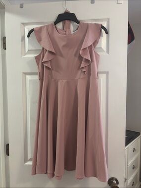 Sleeveless Ruffle-Accent Girls Dress in Dusty Rose